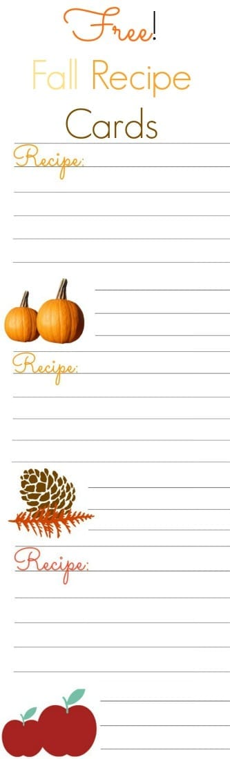 Free Printable Fall Recipe Cards Mom Makes Dinner