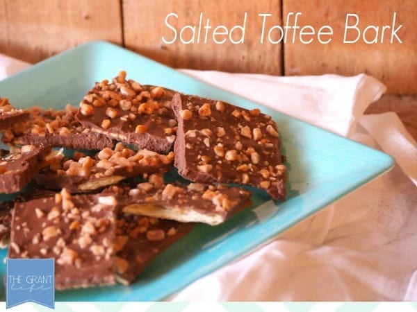 Easy salted toffee bark.  Only 3 ingredients!