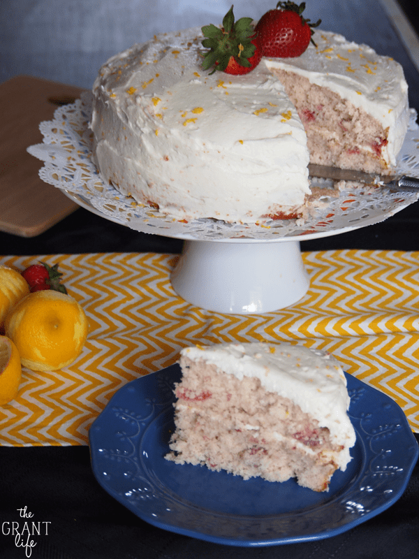 strawberry cake, lemon buttercream