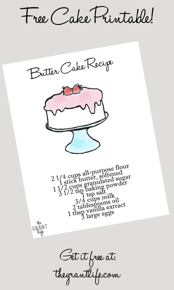 Free butter cake recipe with printable!  This would look adorable in my kitchen!