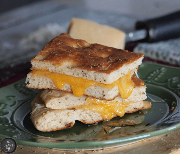 Cheddar and Parmesan Focaccia Grilled Cheese