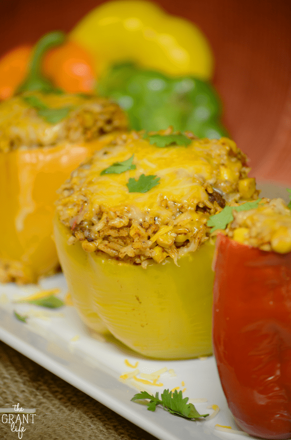 Easy southwest crockpot stuffed peppers