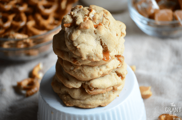 Easy salted stuffed caramel pretzel cookie recipe