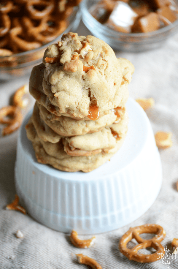 Salted caramel pretzel cookies