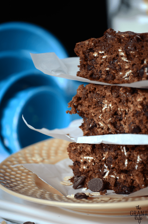 Oatmeal and choco chip brownies