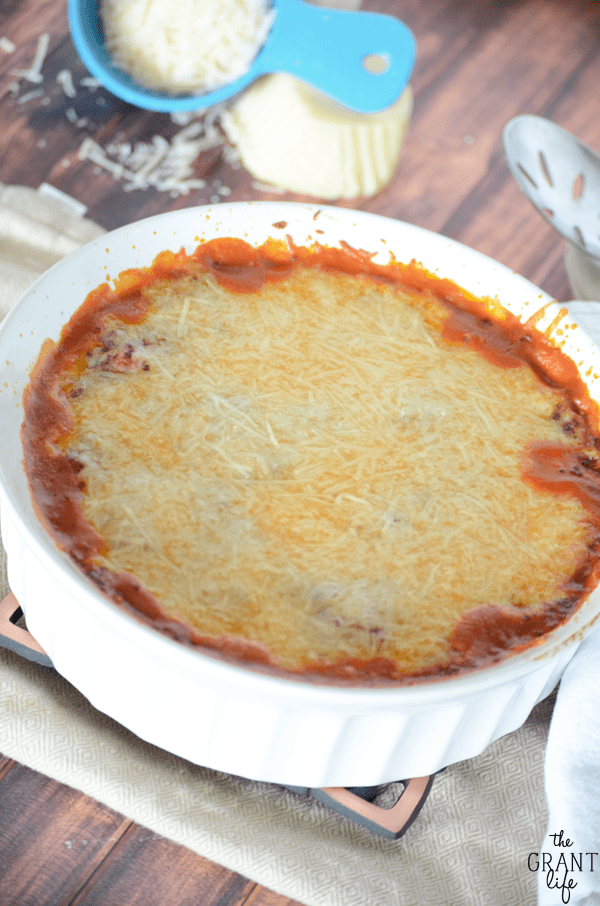 Shhh - this dish is secretly healthy! Mozzarella meatball quinoa bake