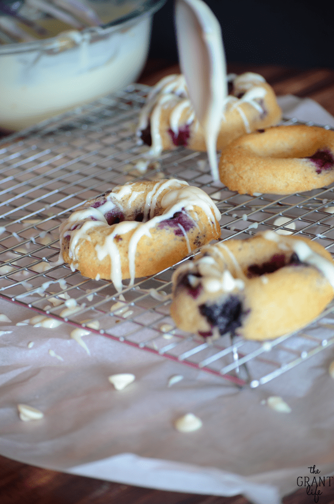 Easy blueberry cake donut recipe with lemon frosting