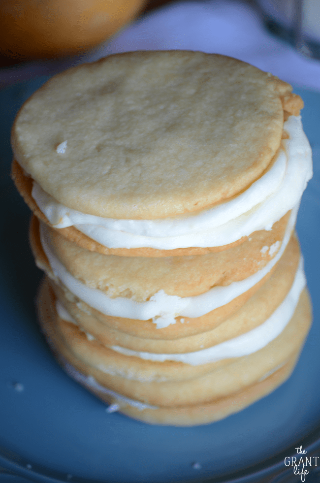 Easy to make - lemon buttercream sandwich cookies! So good especially if you are lemon lover