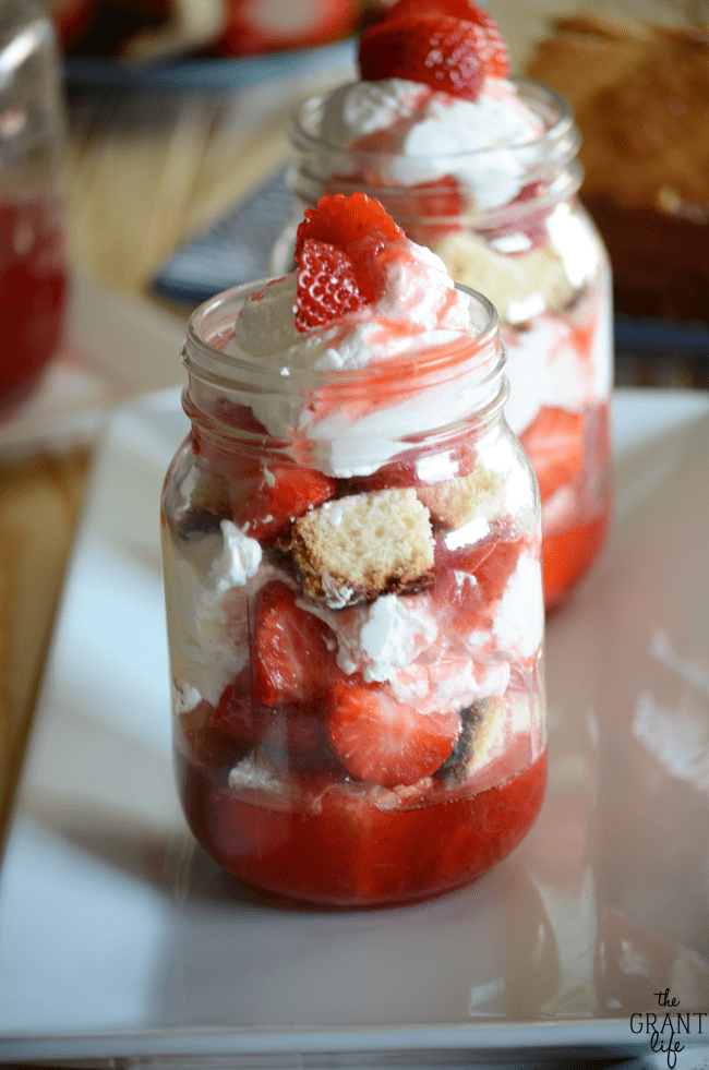 Strawberry shortcakes in a mason jar!
