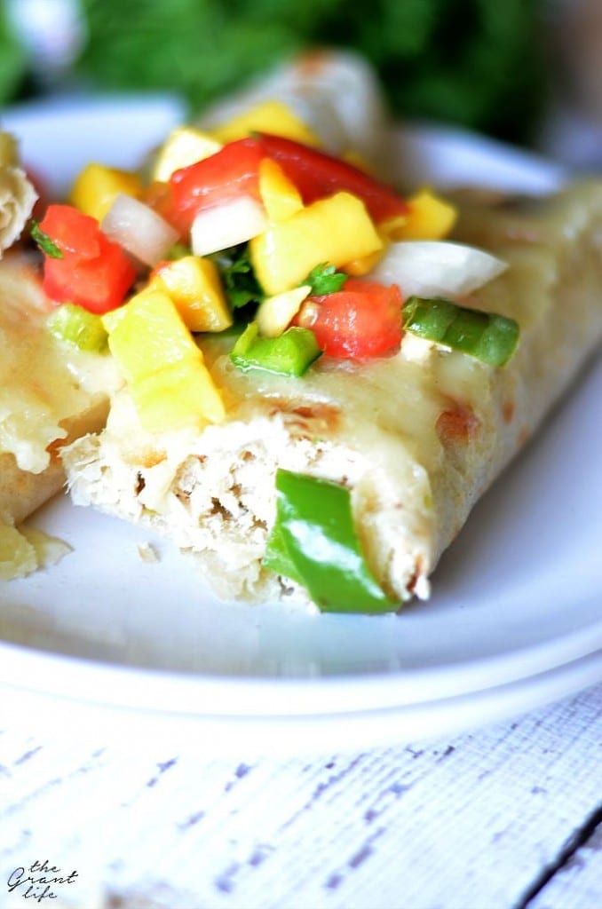 Creamy chicken and hatch chili enchiladas