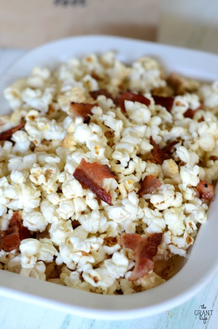 Microwave bacon fat popcorn