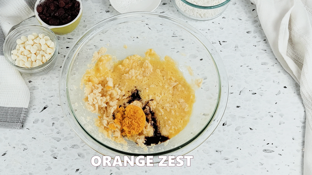 add orange zest and vanilla