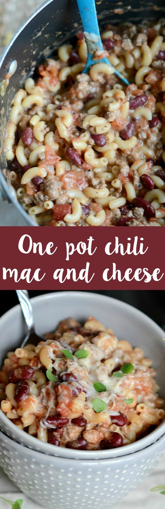 ONE pot chili and mac and cheese! So easy and ready in under 30 minutes