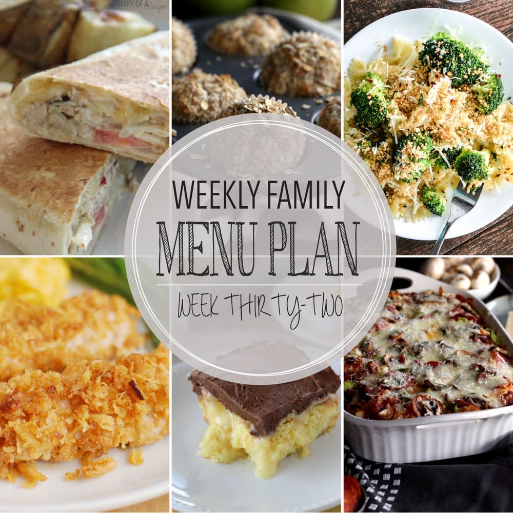Weekly family menu plan 32 - mom makes dinner