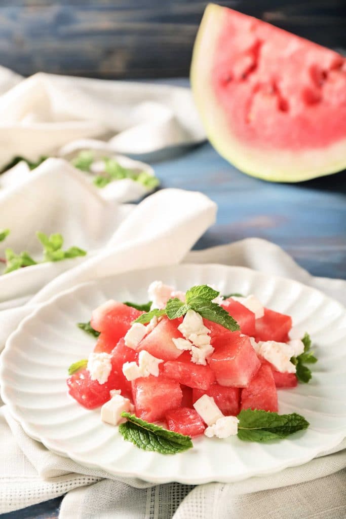 Watermelon feta salad with mint dressing