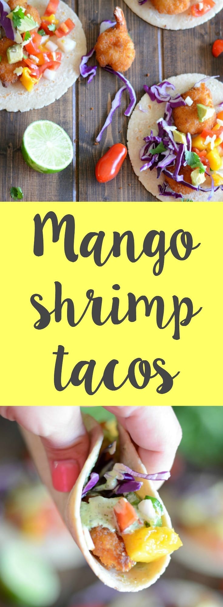 Super easy mango shrimp taco recipe! These tacos are perfect for a crowd and so easy to put together