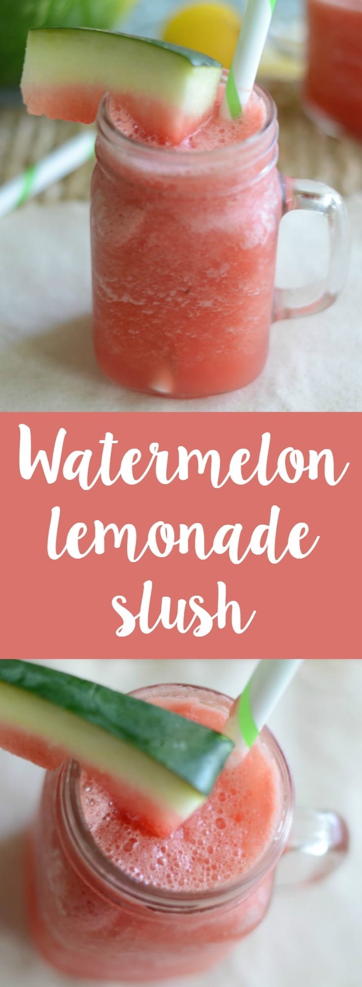 Make this easy watermelon lemonade slushie at home!  Only 3 ingredients and oh so refreshing!