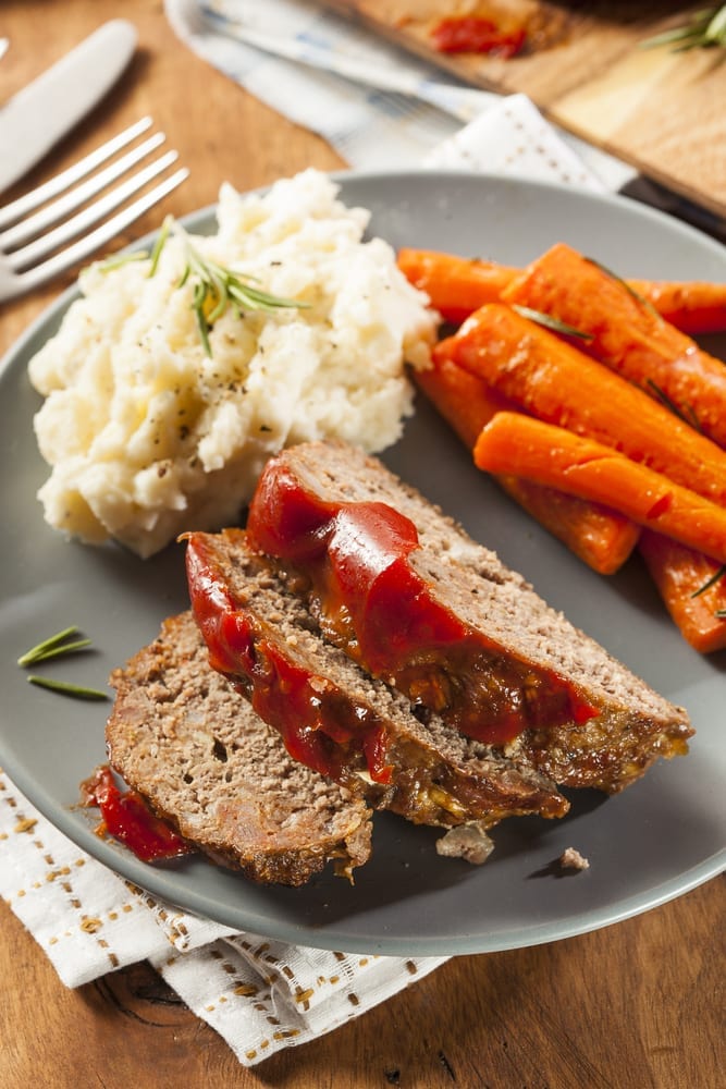 Homemade Ground Beef Meatloaf with Ketchup and Spices