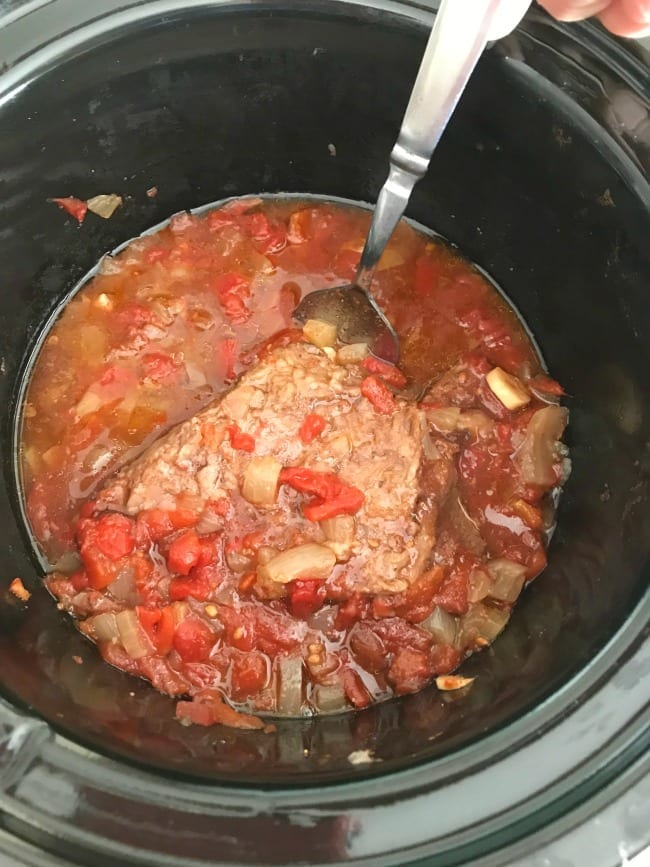 Finished Swiss steak in the crock pot