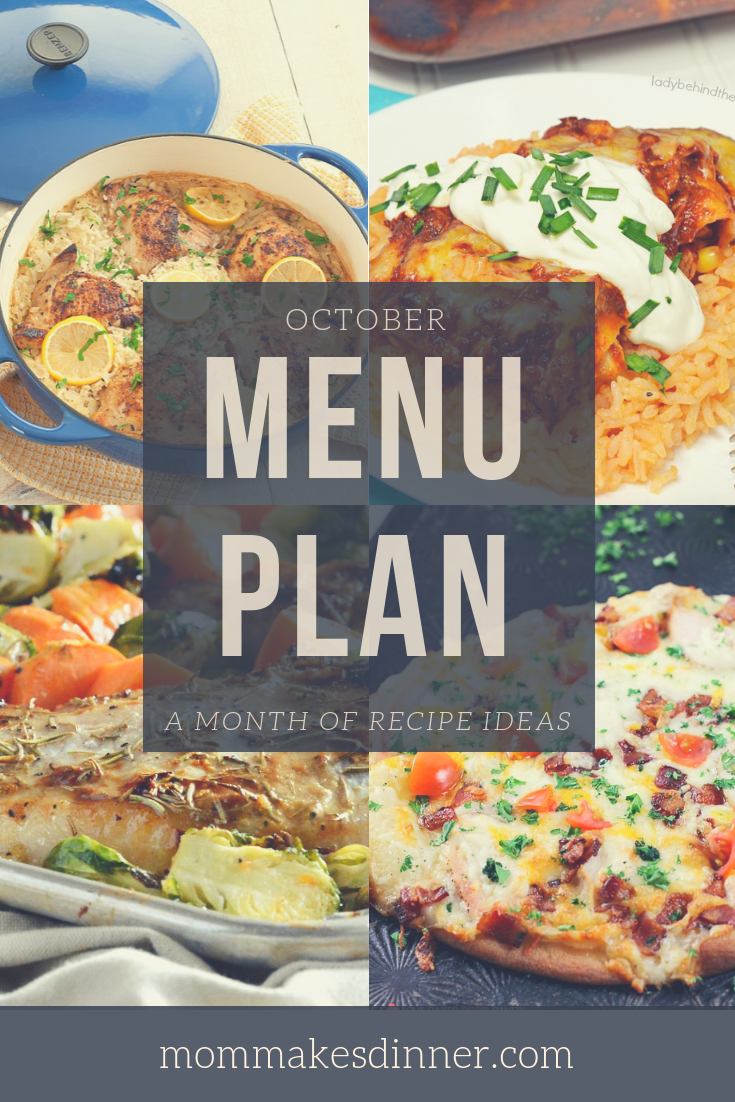 October menu plan - mom makes dinner