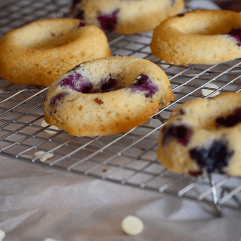 Blueberry Cake Donuts with Lemon Frosting