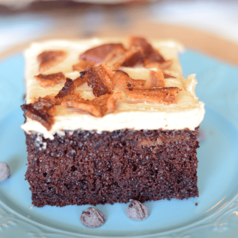 Chocolate peanut butter bacon cake