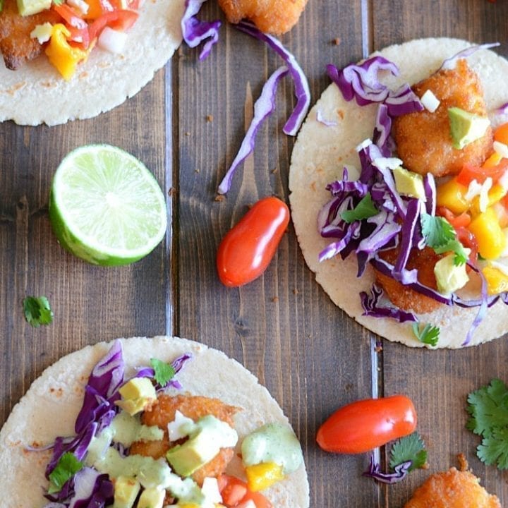 Mango shrimp tacos