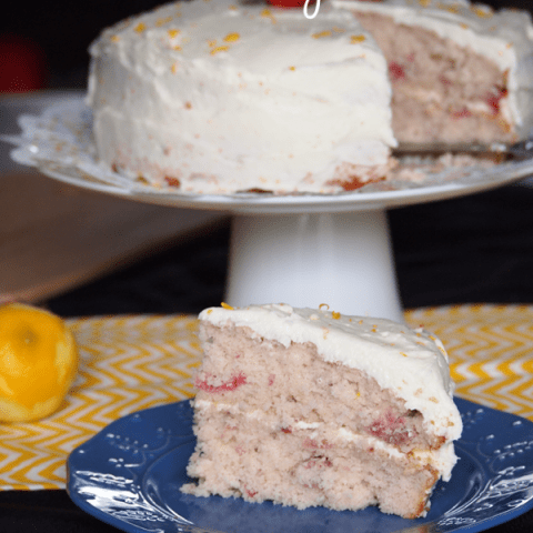 Strawberry Cake with Lemon Buttercream Frosting