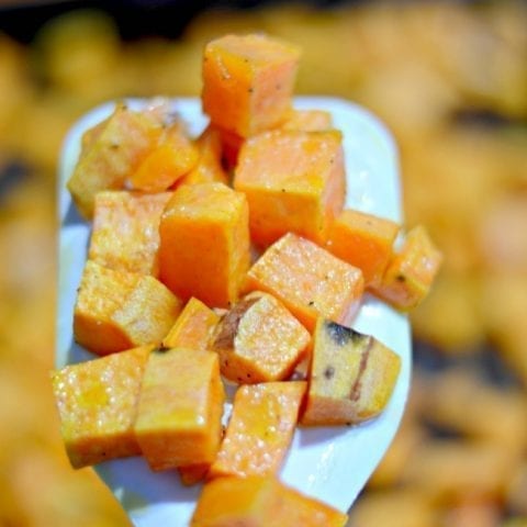 Roasted sweet potato cubes