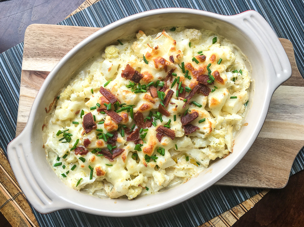 Easy keto loaded cauliflower bake