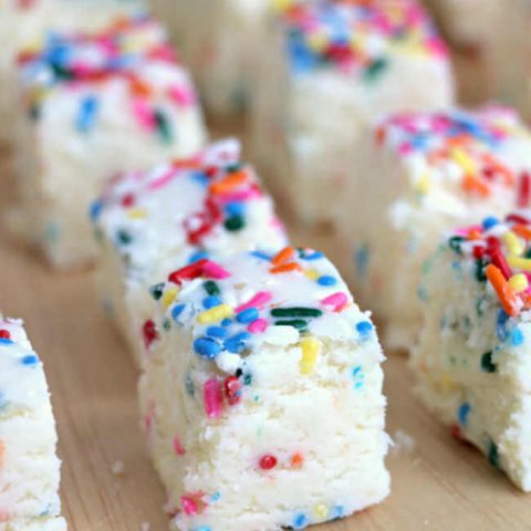 White chocolate cake batter fudge