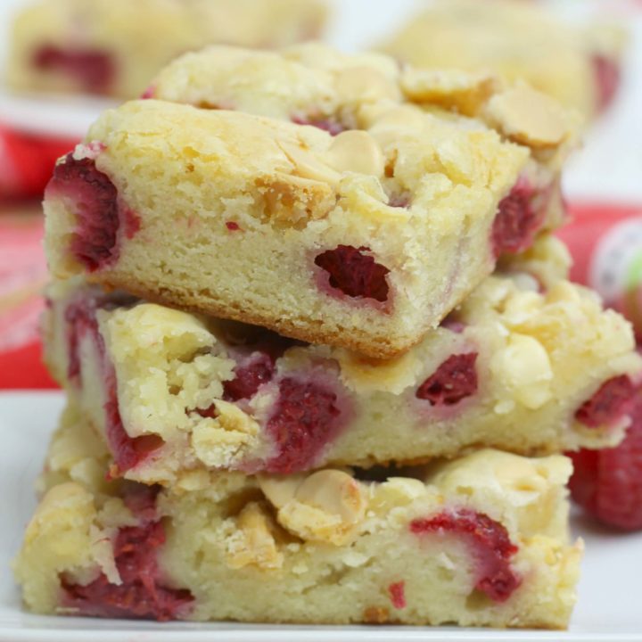 White chocolate and raspberry blondies