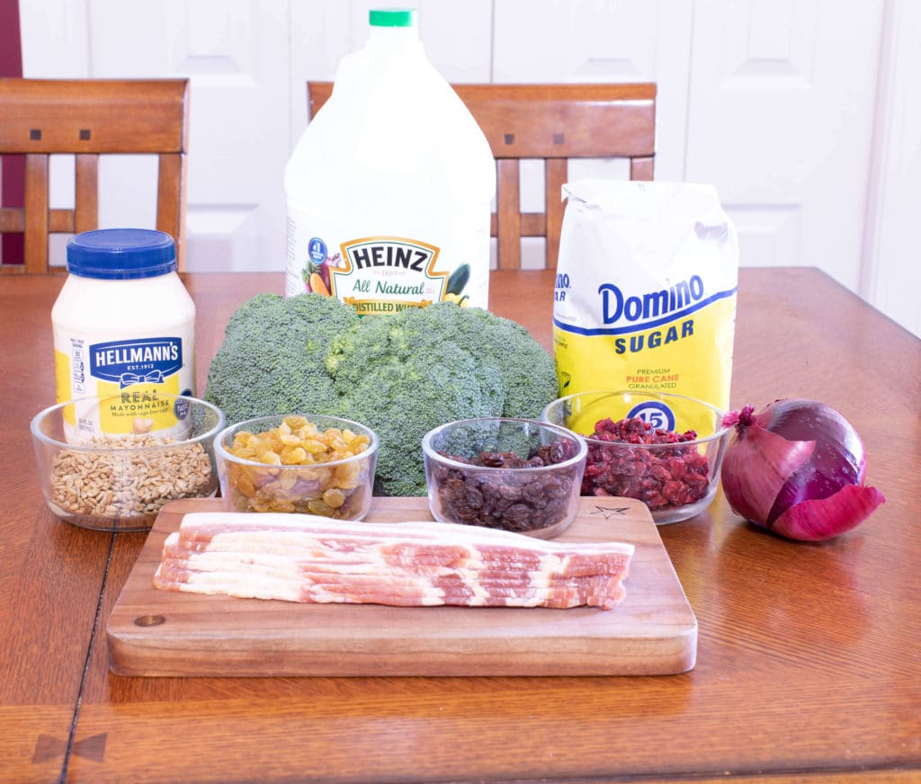 Loaded broccoli salad ingredients