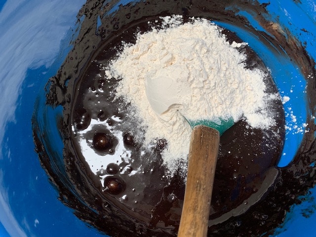 flour in homemade lactation brownies