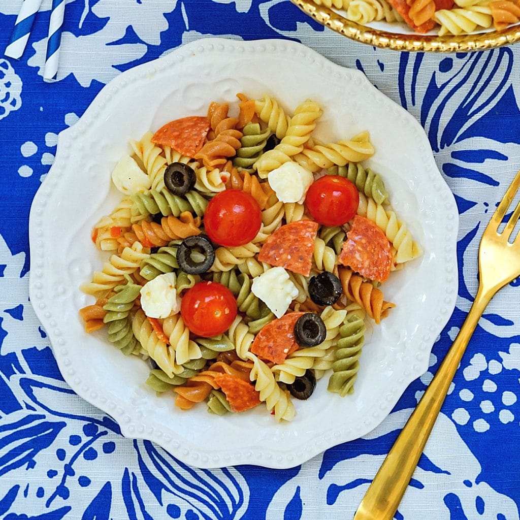Homemade classic pasta salad