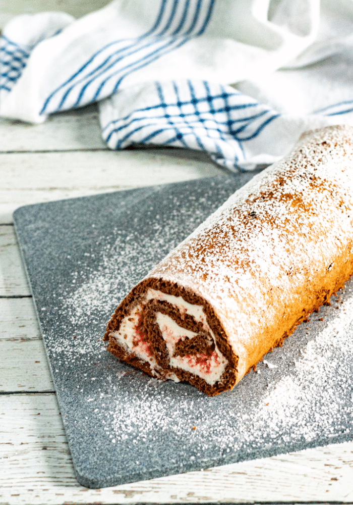 Peppermint chocolate cake roll