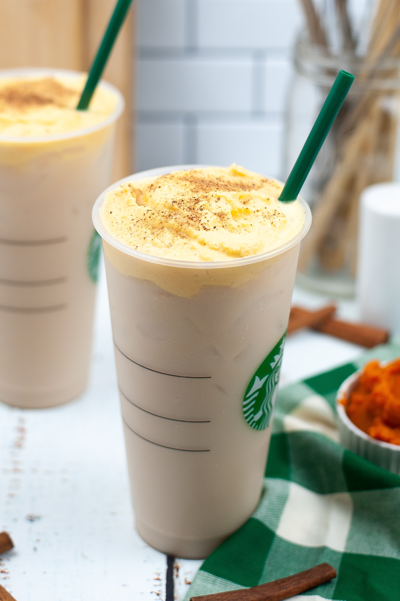 Copycat Starbucks Iced Chai Latte with Pumpkin Cream Cold Foam
