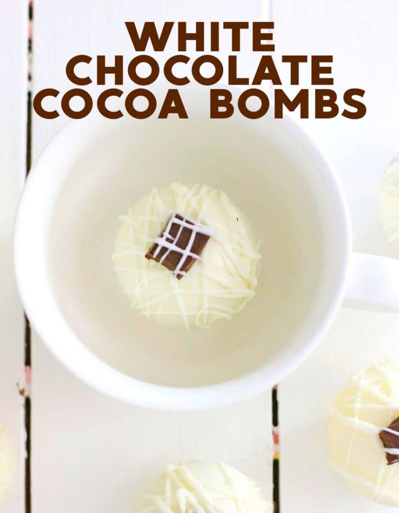 Make these white chocolate cocoa bombs filled with instant espresso and white chocolate sauce