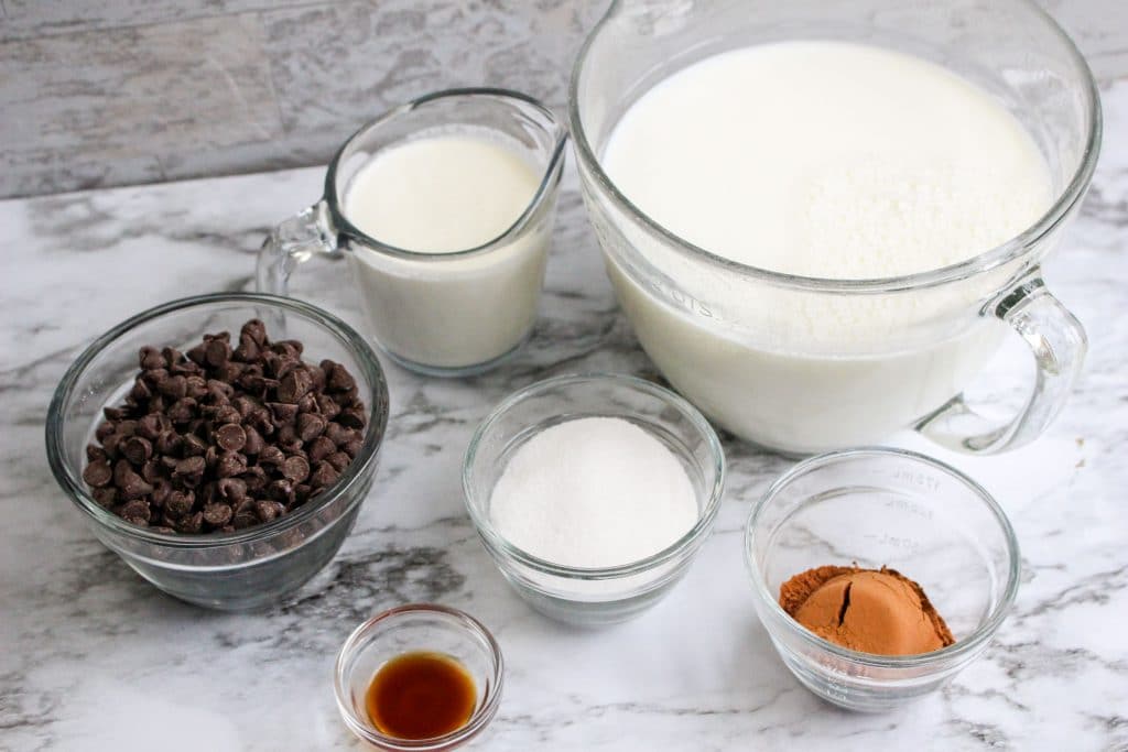 image of the ingredients needed to make slow cooker hot chocolate