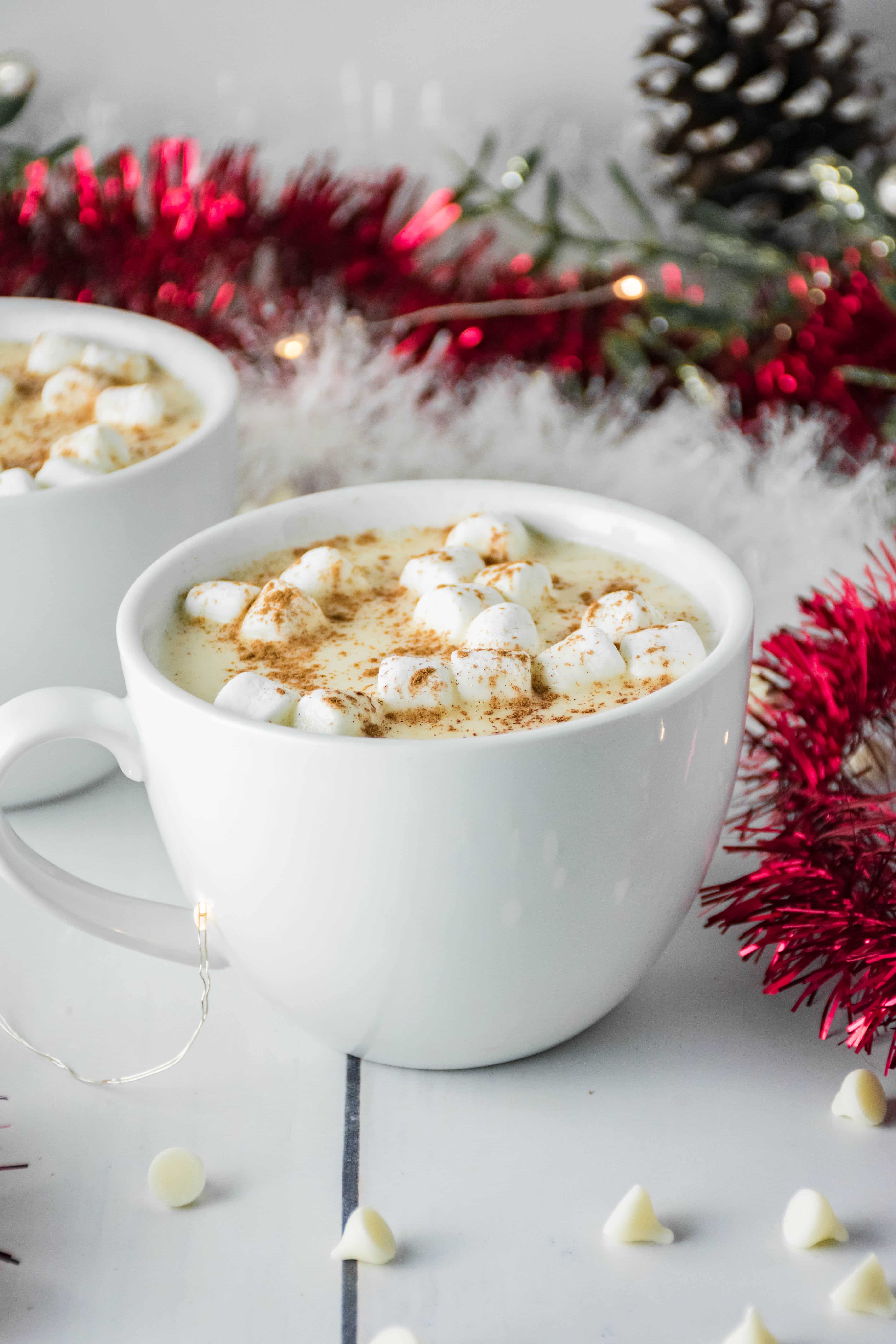 Boozy white hot chocolate