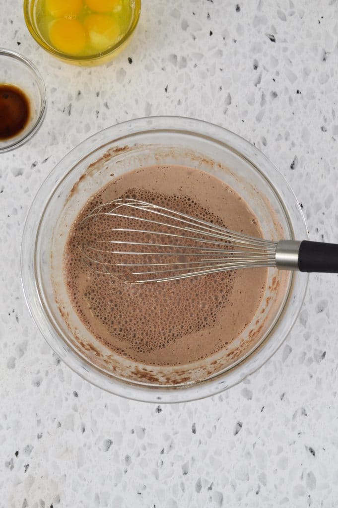 combine all dry ingredients of hot chocolate cake