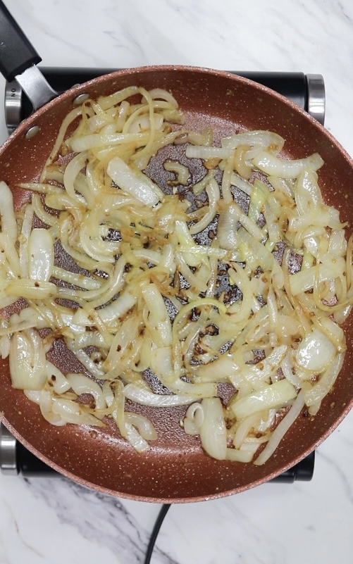 saute onions and garlic in skillet