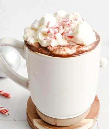 closeup of copcat starbucks hot chocolate