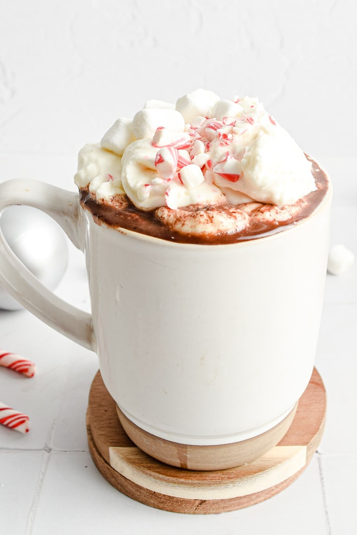 closeup of copcat starbucks hot chocolate