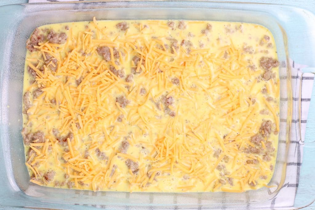 add eggs and cheese to casserole