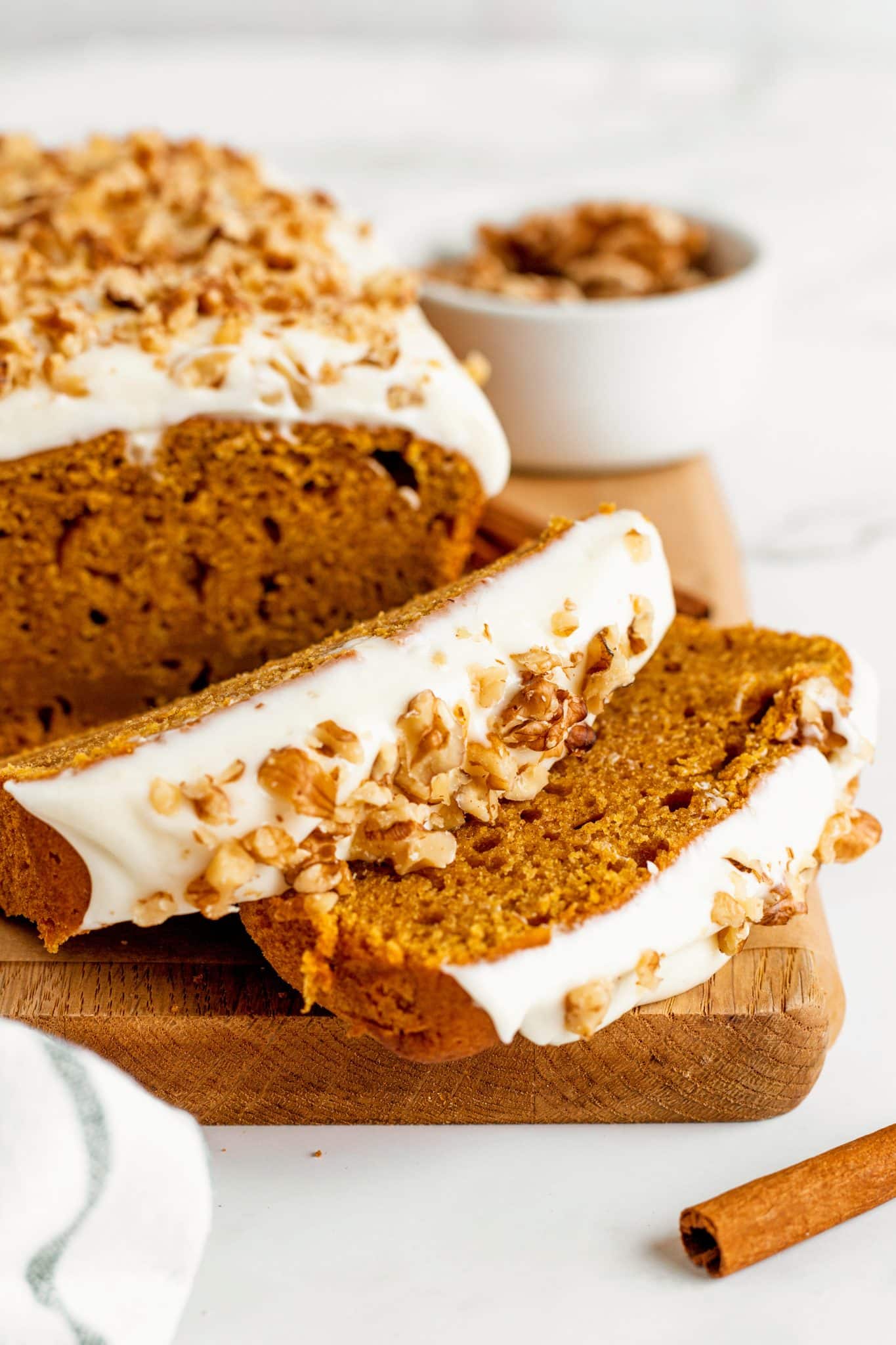 Pumpkin Bread with Cream Cheese Frosting - mom makes dinner