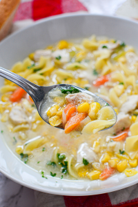 Chicken Corn Noodle Soup - mom makes dinner