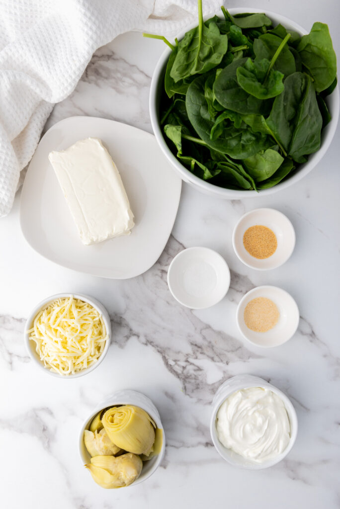 ingredients needed for spinach artichoke dip