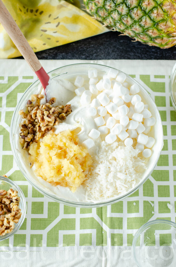 how to make pineapple fluff directions overhead shot