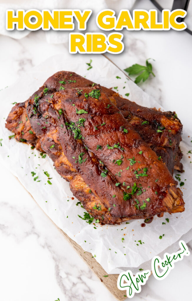 honey garlic ribs made in the slow cooker